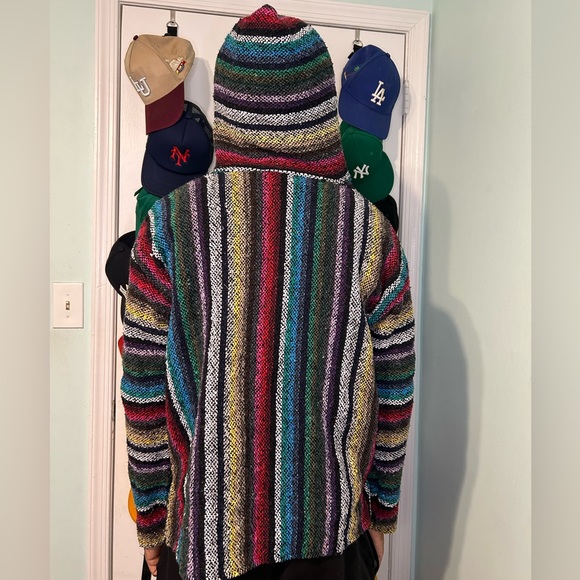 Mexican Baja Jacket Beach Surfer Pullover Hoodie (Drug Rug) Size Medium - Picture 2 of 4